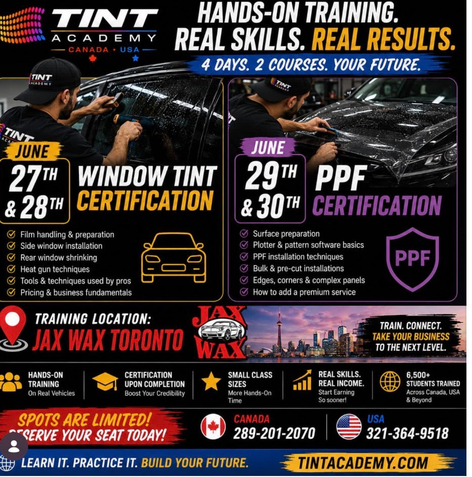 TINT ACADEMY CANADA PRESENTS - WINDOW TINT CLASS DEPOSIT: June 27-28